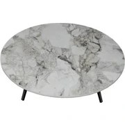 Resim Arıcıoğlu 90 cm Metal Ayaklı Yer Sofrası Mermer Desen Masa Ahşap Sofra 
