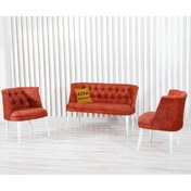 Resim Azra Aksesuar Çay Seti Koltuk Takımı - Oturma Grubu - Cafe Mobilya - Ofis Mobilya - Balkon Mobilya - Beyaz Ayak 