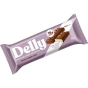 Resim DELLY Beyaz Çikolata & Kurabiye Aromalı, Çikolata Kaplı, Yüksek Proteinli Bar 40g 