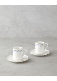 Resim English Home Blossia Bone Porselen 4 Parça 2 Kişilik Kahve Fincan Takımı 90 Ml Mavi Gold Altın - Mavi 