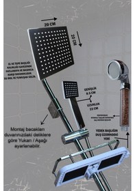 Resim 5512 Geniş Sabunluklu Robot Duş Seti Metalik Ve Eko Başlıklı Banyo Duş Takımı Krom - Siyah 