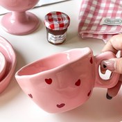 Resim 216ml Pembe Aşk Kahve Fincanı, Romantik ve Sevimli Tasarım, Kız Kardeşler İçin Özel Su Bardağı, Ofis veya Ev için Seramik Kupa, Halloween, Noel Etkinliği & Parti Malzemeleri Hediye Kupası 