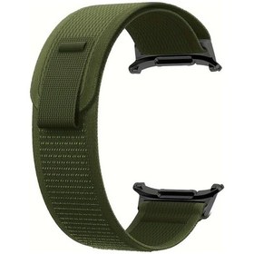 Resim Gateesat Samsung Galaxy Watch Ultra 47mm Ordu Yeşili Nylon Kayış - Katlanır Tokalı Ayarlanabilir Bant 