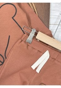 Resim Waffle Kumaş Omuzdan Çıtçıtlı Animal Baskılı Erkek Bebek 2'li Takım Kahverengi 