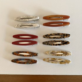 Resim 2'li Set Asetat Saç Tokaları Oymalı Oval Geometrik Tokalar Yan Pimler Saç Aksesuarları Kadınlar İçin 