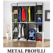Resim Beyazpazar Beyazpazar Metal Profilli Bez Dolap Yeni Model Handy Gri 