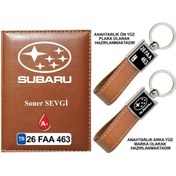 Resim Plakanıza Özel Subaru Logolu Taba Ruhsat Kabı Ve Anahtarlık 