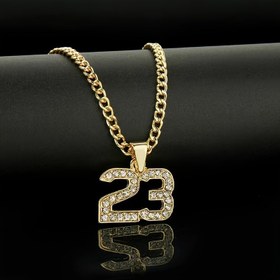 Resim Bir adet 60.96cm Zincir Moda Erkek Kadın Hip Hop Iced Out Dijital 23 Kolye Takı 