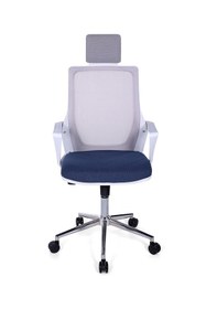 Resim Ofisbazaar Alf Beyaz Fileli Yönetici Koltuğu Ergonomik Başlıklı Ofis Koltuğu Mavi/gri Gri 