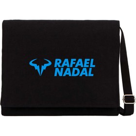 Resim Rafael Nadal Blue Logo Text Siyah Kanvas Postacı Çantası - Siyah 
