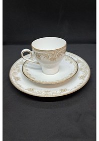 Resim Tirschenreuth Duble Vintage Kahve Fincanı 3 Parça 180 Ml Bej 