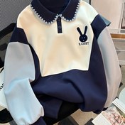 Resim Kız Çocuk Giyim - Yeni İlkbahar/Sonbahar Kız Kapüşonlu Sweatshirt, Geniş Kesim Uzun Kollu Üst - Pembe 