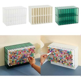 Resim Ganzhoushop Marker Organizer Kalemlik Kalem Saklama Kutusu Büyük Kapasiteli Marker Tutucu Masaüstü Organizatör Okul Ofis Malzemeleri Şeffafbeyaz 