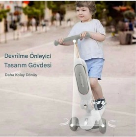 Resim Genel Markalar Led Işık 3 Tekerlekli Yükseklik Ayarlı Oturaklı Çocuk Scooter Beyaz 