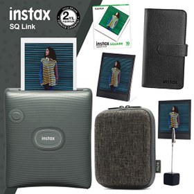 Resim Instax SQ Link Yeşil Yazıcı-10'lu Square Film-Kılıf-Albüm Pleksi Çerçeve ve Kıskaçlı Stand 