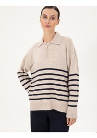 Resim Pierre Cardin Kadın Ekru Kazak /triko 50300147-vr019 Ekru 