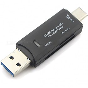 Resim Streak 3in 1 Bilgisayar Telefon Sd Kart Okuyucu Type-c Usb Micro Usb Otg - Siyah 