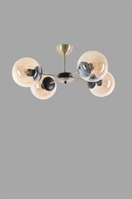 Resim Lambadar Modern Dörtlü Bal Glop Camlı Gold-Siyah Avize Gold-Bal Tek Ebat 3520-4Goldglopbalcam 