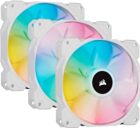 Resim Corsair iCUE SP120 RGB Elite Beyaz 120 mm Fan(3'lü Set) 