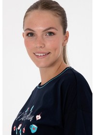 Resim U.S. Polo Assn. Kadın Lacivert Yılbaşı Temalı Pijama Takımı 50318896-VR033 