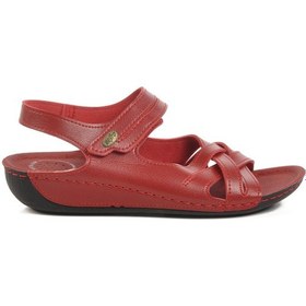 Resim Aspor Kırmızı Anatomik Cırtlı Kadın Düz Sandalet Çok Renkli 