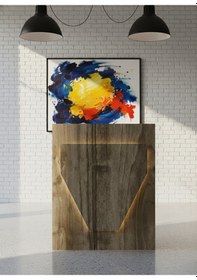 Resim Resital Ledli Karşılama Bankosu G-90 Cm Ofis Kasa Resepsiyon Masası Banko-001-2-2 