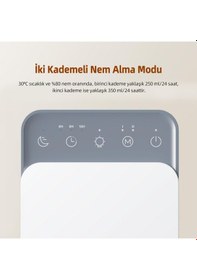 Resim Kompakt Nem Alma Cihazı Sessiz Rgb Işık - 0.35l/gün 1.5l Hazneli - Çok Amaçlı - Beyaz Beyaz - Gri 