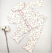 Resim bebekstar Bebek Star Krem Çiçek Desenli Kız Bebek Pijama Takımı %100 Cotton 