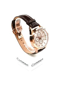 Resim Cortebert Safir Cam Kahve Kadran Erkek Kol Saati Rose Gold 