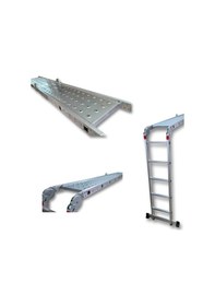 Resim Endokon Platformlu 5,64 Metre - 20 Basamaklı Katlanır Akrobat Merdiven - Büyük Menteşe - Kalın Profil 