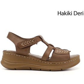 Resim Gönderi(R) Gönderi R Kadın Fındık Cırt Bantlı Dolgu Topuk Hakiki Deri Sandalet Dyza65145872 