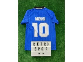 Resim Lionel Messi Arjantin 1994 Dünya Kupası Özel Tasarım Yakalı Retro Forma / Nostalji Messi Forma 