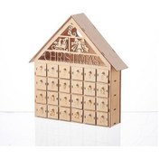 Resim 24 Boş Depolama Çekmeceli Ev Şekli Noel Geri Sayım Takvimi Ev İle Ahşap Noel Advent Takvimi C 