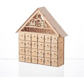 Resim 24 Boş Depolama Çekmeceli Ev Şekli Noel Geri Sayım Takvimi Ev İle Ahşap Noel Advent Takvimi C 