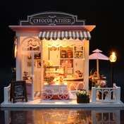 Resim DIY El Yapımı Çiftlik Çikolata Dükkanı Kahve Dükkanı Model Ev Seti, Mini Yapı Sahnesi Küçük Ev Mobilya Ev Dekorasyon Masaüstü Süs, Yaratıcı Doğum Günü Hediyesi Tatil Hediyesi (Pil/Ücretsiz) 