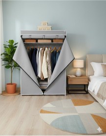 Resim Missidea Basic Portatif Bez Dolap Metal İskeletli Kumaş Gardırop Gri Gri 