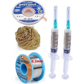 Resim Mechanic/ Lehim Sn63/pb37 40g 0,5mm Havya Ucu Temizleme Teli Lehim Toplama Cp-3015 Emme Teli 3,0mm Set05 
