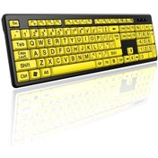Resim Geeroyoo Kablolu Klavye - Yaşlılar İçin Sarı Büyük Karakterli Klavye, Yüksek Uyumluluklu Usb Tak Ve Çalıştır Büyük Tuş Tasarımı, Yüksek Kontrast, Sessiz Yazma, Hızlı İletim Görsel Olarak 