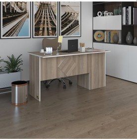 Resim Kenzlife Ofis Masası Yoko Ono Crd Sol 75 130 60 Kilitli Kapaklı Dolap Eşkenar Bilgisayar Çalışma Masası 