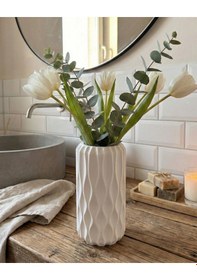 Resim Elana Design Winy Vazo - Modern Tasarımlı Şık Çiçek Vazosu Beyaz 