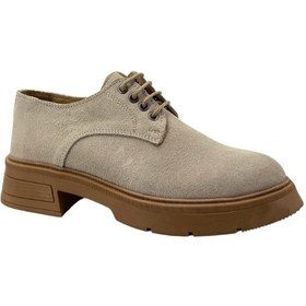 Resim Disparita 257001 Hakiki Süet Loafer Kadın Ayakkabı Bej Süet 