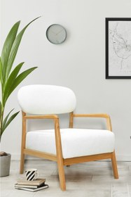 Resim Zem Matilda Ahşap Ayaklı Berjer, Kırık Beyaz 