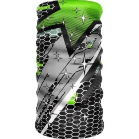 Resim Crown Micro Neon Yeşil Siyah Petek Desenli Yıldız Figürlü Çok Amaçlı Bandana Boyunluk Buff Kask Altı Balaklava 