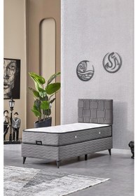 Resim Evdemo Vizyon Tek Kişilik Baza Başlık Yatak Seti Gri 90 190 90 x 190 