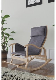 Resim Mobildeco Sultan Doğal Ahşap Sallanan Sandalye Füme Ahşap 