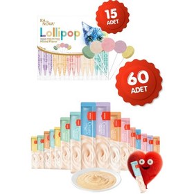 Resim Krema Kedi Ödül Maması 60 Adet 14gr 15li Karışık Lezzet Lolipop Kedi Ödülü Hediyeli 