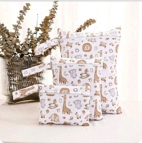 Resim Hayvan Desenli 3'lü Set Organizer Askılı Seyahat Çantası Beyaz 