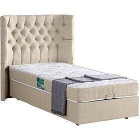 Resim Setaymobilya Baza, Matilda Tek Kişilik Baza + Başlık + Comfort Yatak, Krem 