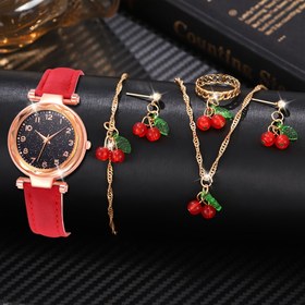 Resim 6 Adet Elegant Kuvars Saat ve Takı Seti - Yuvarlak Gösterge, Sahte Deri Kayış, Alaşım Kasa, İğne Gösterge, Elektronik Hareket, Şarj Edilemeyen Batarya - Kadınlar İçin İdeal Hediye 