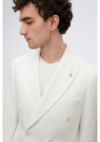 Resim D's Damat Ds Damat Slim Fit Ekru Armürlü Kumaş Ceket 4hc04vh024882 Ekru 